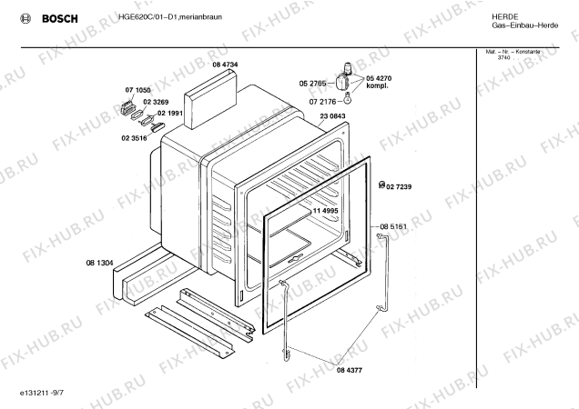 Взрыв-схема плиты (духовки) Bosch HGE620C - Схема узла 08