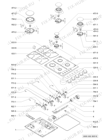 Схема №1 TGZ 3402 WS с изображением Переключатель для плиты (духовки) Whirlpool 481941129283