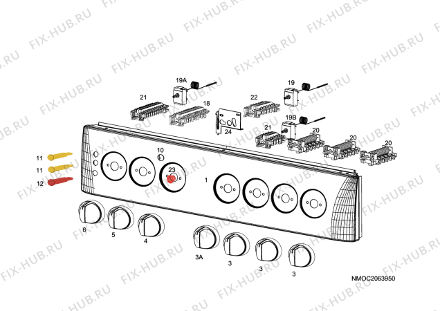 Взрыв-схема плиты (духовки) Husqvarna Electrolux QSP6132-1W - Схема узла H10 Control Panel
