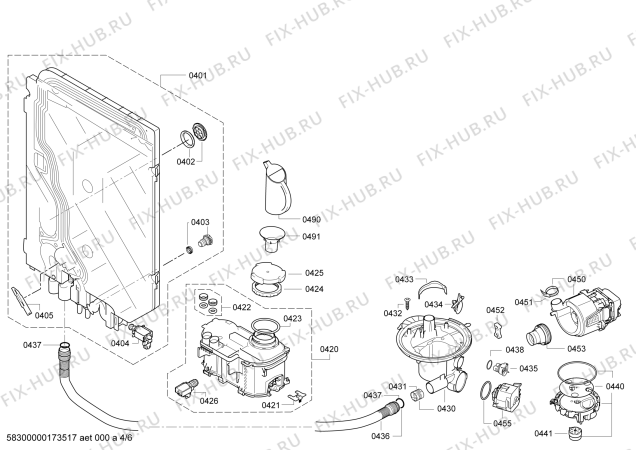 Взрыв-схема посудомоечной машины Bosch SMS58M18EU, ActiveWater Eco - Схема узла 04
