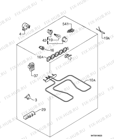 Взрыв-схема плиты (духовки) Faure CGL6011W - Схема узла Electrical equipment 268