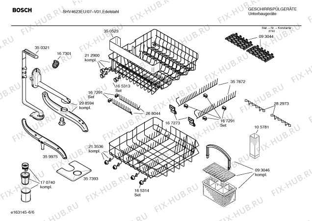 Взрыв-схема посудомоечной машины Bosch SHV4623EU - Схема узла 06