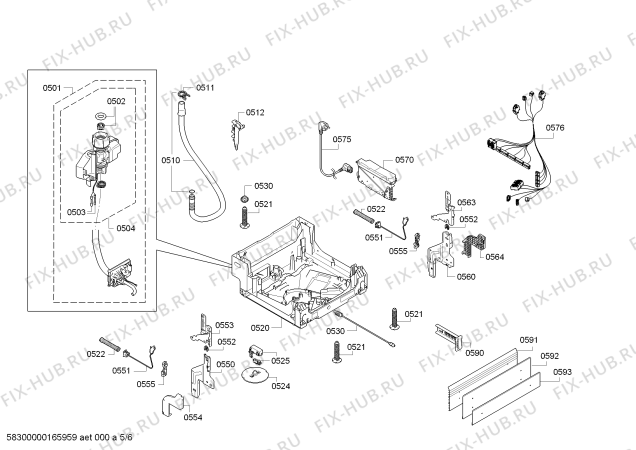 Схема №5 SPU40E12SK с изображением Передняя панель для посудомоечной машины Bosch 00745093