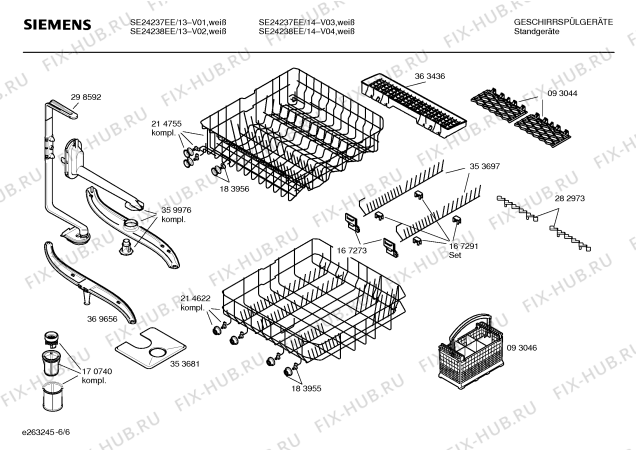 Схема №6 SE25239EU с изображением Инструкция по установке и эксплуатации для посудомойки Siemens 00529118