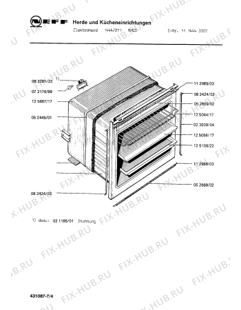 Взрыв-схема плиты (духовки) Neff 1114443307 1444/271NHCS - Схема узла 04