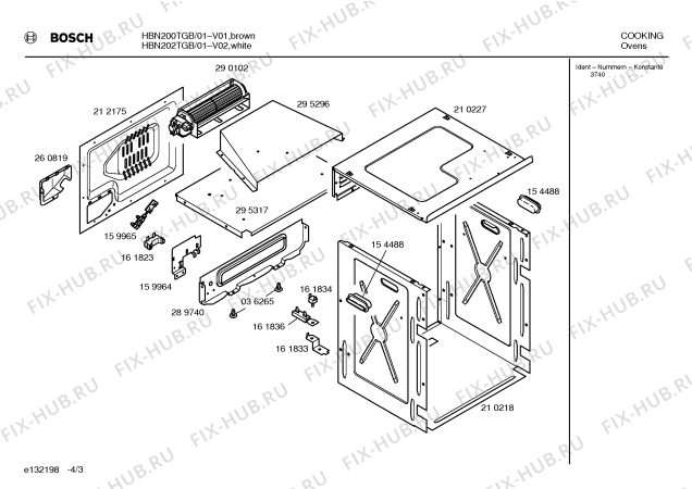 Взрыв-схема плиты (духовки) Bosch HBN202TGB - Схема узла 03