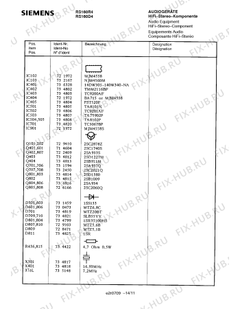 Схема №14 RS160R4 с изображением Сервисная инструкция для аудиотехники Siemens 00535277