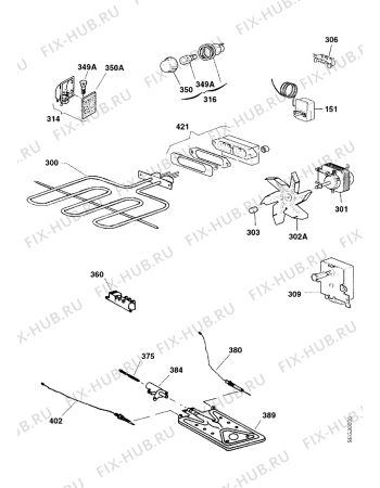 Взрыв-схема плиты (духовки) Electrolux GHSL6-4W - Схема узла Functional parts