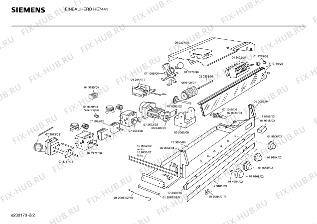Взрыв-схема плиты (духовки) Siemens HE7441 - Схема узла 02