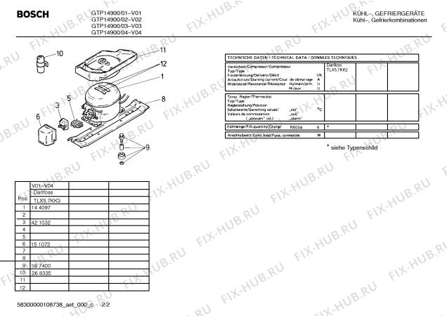 Взрыв-схема холодильника Bosch GTP14900 - Схема узла 02