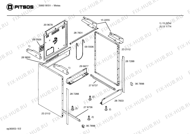 Схема №5 5060W с изображением Панель управления для плиты (духовки) Bosch 00298472