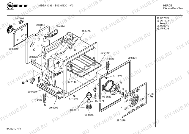 Взрыв-схема плиты (духовки) Neff B1331N0 - Схема узла 04