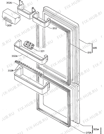 Взрыв-схема холодильника Zanker KV315GL - Схема узла Door 003