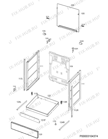 Взрыв-схема плиты (духовки) Electrolux EKG95010CX - Схема узла Housing 001