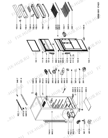Схема №1 ART 993/H с изображением Часть корпуса для холодильника Whirlpool 481945299923