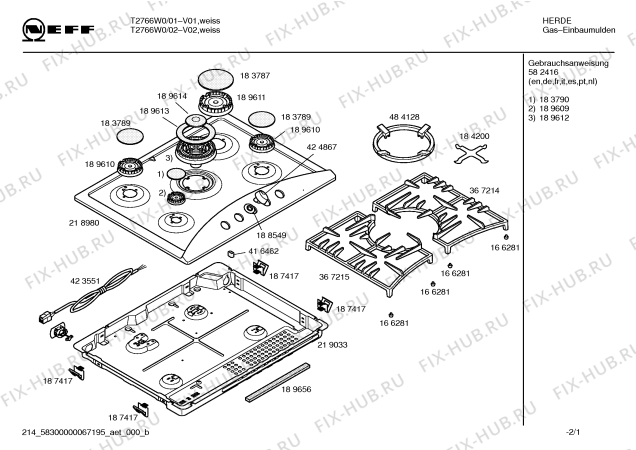 Схема №2 T2766W0 Neff с изображением Ручка конфорки для духового шкафа Bosch 00424867