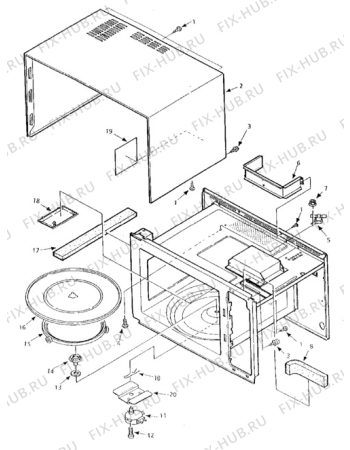 Взрыв-схема микроволновой печи Tricity Bendix IM900 - Схема узла Oven body
