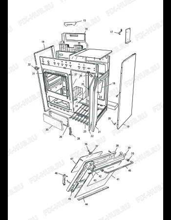 Взрыв-схема плиты (духовки) DELONGHI GEB 8540 GB S I - Схема узла 2