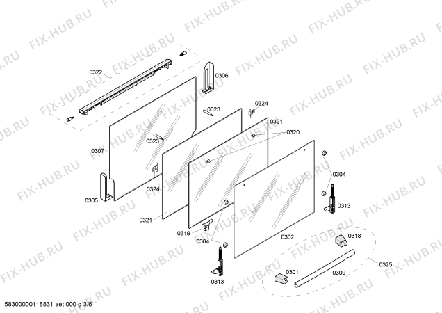 Схема №6 HSV746055N с изображением Стеклокерамика для духового шкафа Bosch 00477638