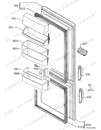 Взрыв-схема холодильника Aeg S3043KG8 - Схема узла Door 003