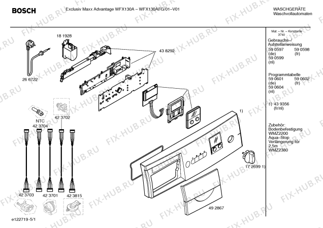 Схема №5 WFX130AFG Exclusiv Maxx Advantage WFX130A с изображением Таблица программ для стиральной машины Bosch 00590601