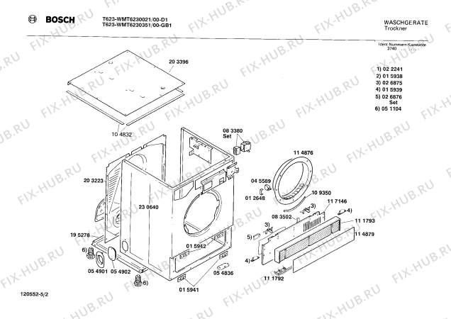 Взрыв-схема сушильной машины Bosch WMT6230021 T623 - Схема узла 02