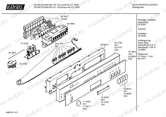 Схема №6 SE2NCK3 026/220-91 с изображением Вкладыш в панель для посудомойки Bosch 00353852