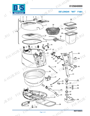 Схема №1 F 881 BIANCO с изображением Панель для электротостера DELONGHI 5925106200