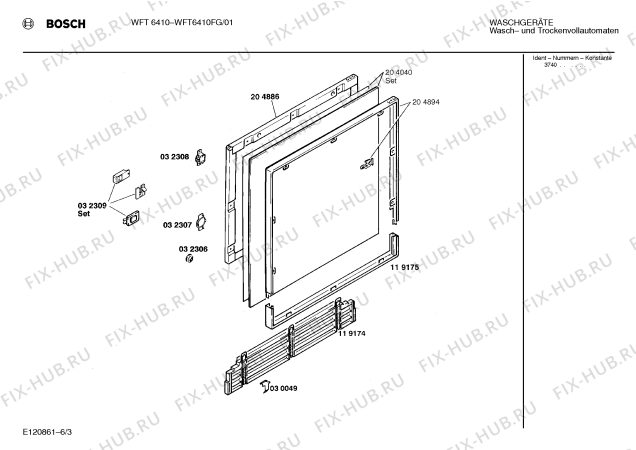 Взрыв-схема стиральной машины Bosch WFT6410FG WFT6410 - Схема узла 03