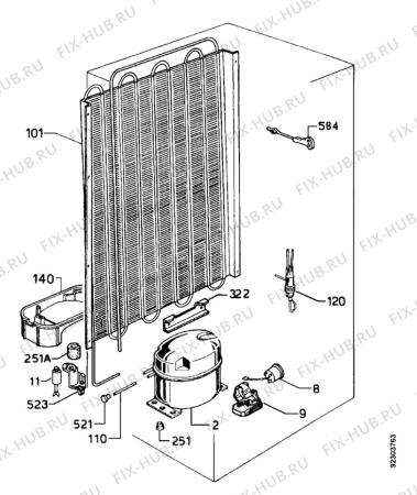 Взрыв-схема холодильника Juno JKE 4036 - Схема узла Refrigerator cooling system