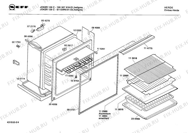 Взрыв-схема плиты (духовки) Neff 195307918 JOKER 126 C - Схема узла 04