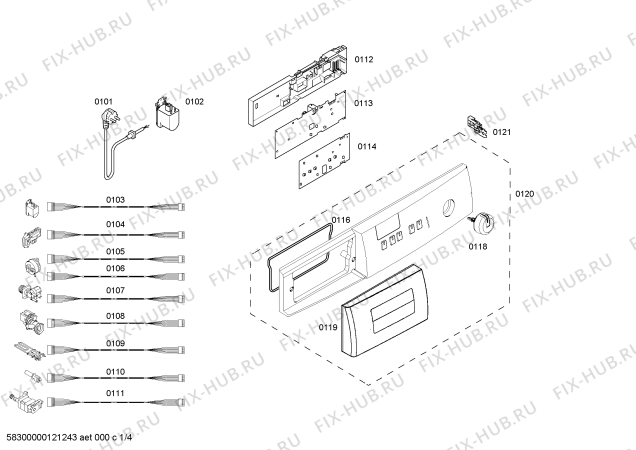 Схема №4 4TS851A с изображением Панель управления для стиральной машины Bosch 00663167