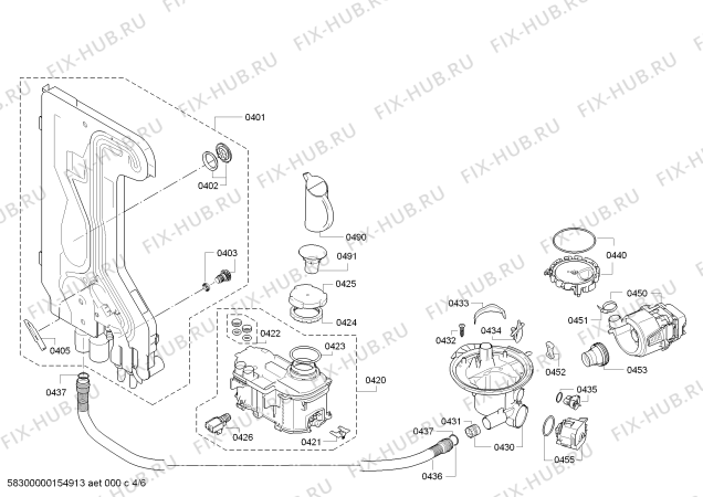 Схема №6 SN25E230TR с изображением Силовой модуль запрограммированный для посудомойки Siemens 00654422