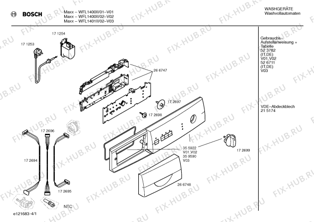 Схема №4 WFL1401II Maxx с изображением Инструкция по установке и эксплуатации для стиральной машины Bosch 00526711
