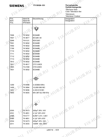 Схема №16 FV150Q6 с изображением Сервисная инструкция для телевизора Siemens 00535623