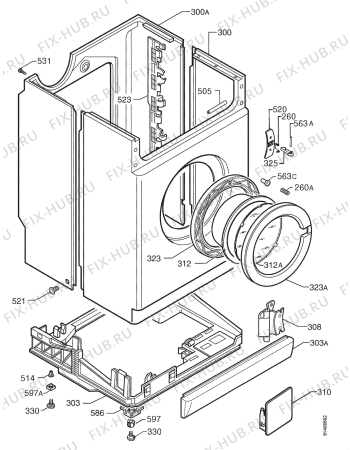 Взрыв-схема стиральной машины Electrolux EW1250F - Схема узла Cabinet + armatures