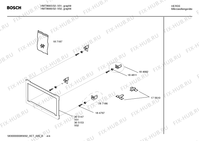 Схема №4 HMT8666 с изображением Часть корпуса Bosch 00365153