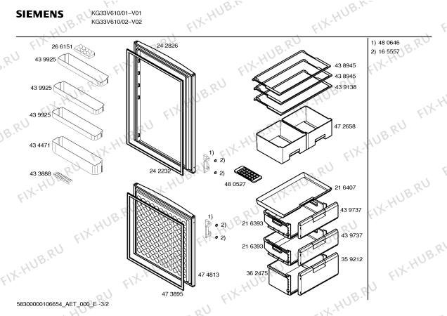 Схема №3 KG33V610 с изображением Декоративная рамка для холодильной камеры Siemens 00433868