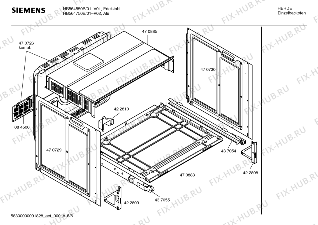 Схема №5 HB564550B с изображением Инструкция по эксплуатации для плиты (духовки) Siemens 00588793