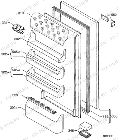 Взрыв-схема холодильника Zanussi ZI9155A - Схема узла Door 003