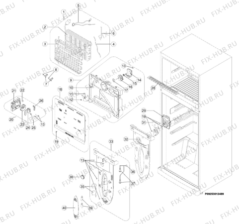 Взрыв-схема холодильника Zoppas PD46 - Схема узла Section 2