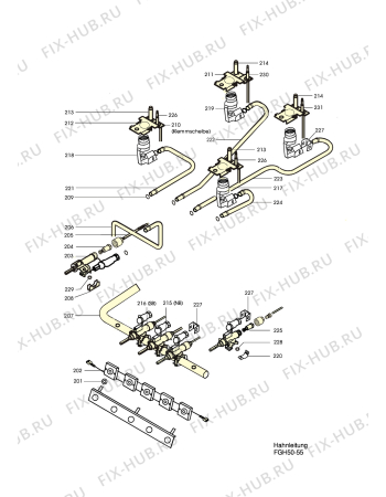 Взрыв-схема комплектующей Electrolux FGH55K2-4 - Схема узла Gas-equipment