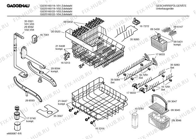 Схема №6 GI235160 с изображением Инструкция по эксплуатации Gaggenau для посудомойки Bosch 00526428