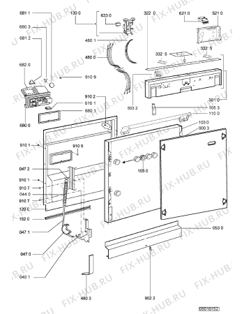 Схема №2 DWN 600 W с изображением Панель для посудомоечной машины Whirlpool 480140101644