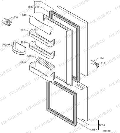Взрыв-схема холодильника Electrolux ER2527I - Схема узла Door 003