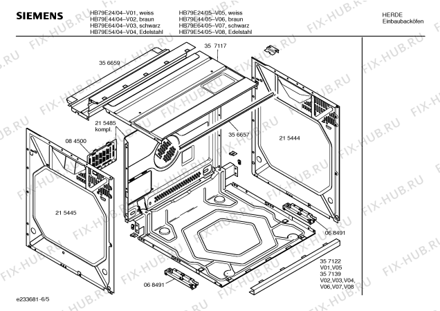 Схема №6 HB79E64 с изображением Инструкция по эксплуатации для плиты (духовки) Siemens 00528469