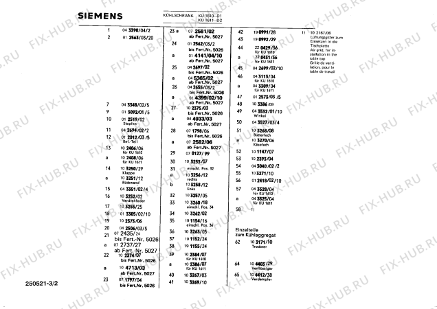 Взрыв-схема холодильника Siemens KU1611 - Схема узла 02