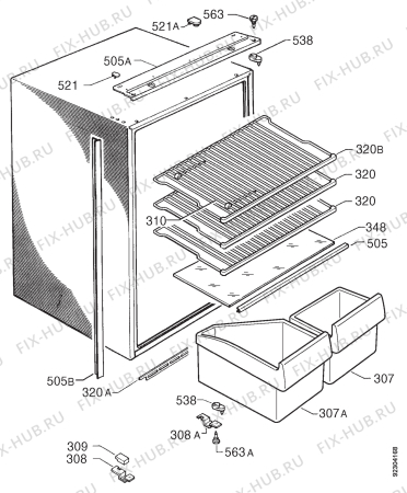 Взрыв-схема холодильника Arthurmartinelux AR6670I - Схема узла Housing 001