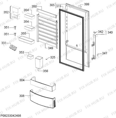 Взрыв-схема холодильника Electrolux ERF4114AFX - Схема узла Door 003