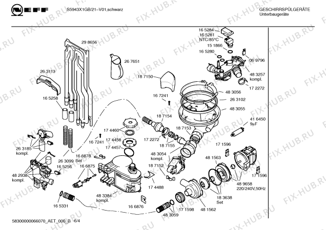 Схема №6 S5943X0GB с изображением Инструкция по эксплуатации для посудомоечной машины Bosch 00583470